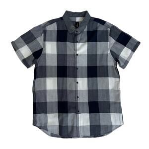 Howe Checkered Button Up Collar Dress Shirt Blue White Sz XL Casual Lightweight